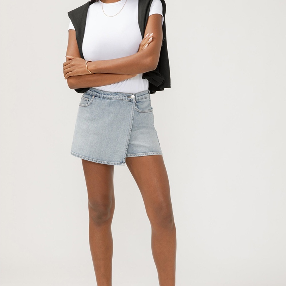 Silver Jeans Co. Asymmetrical Denim Wrap Skort - Size 32 MSPR68 - Picture 6 of 6
